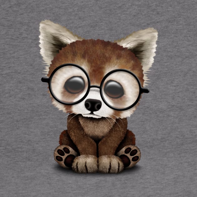 Cute Nerdy Red Panda Wearing Glasses by jeffbartels